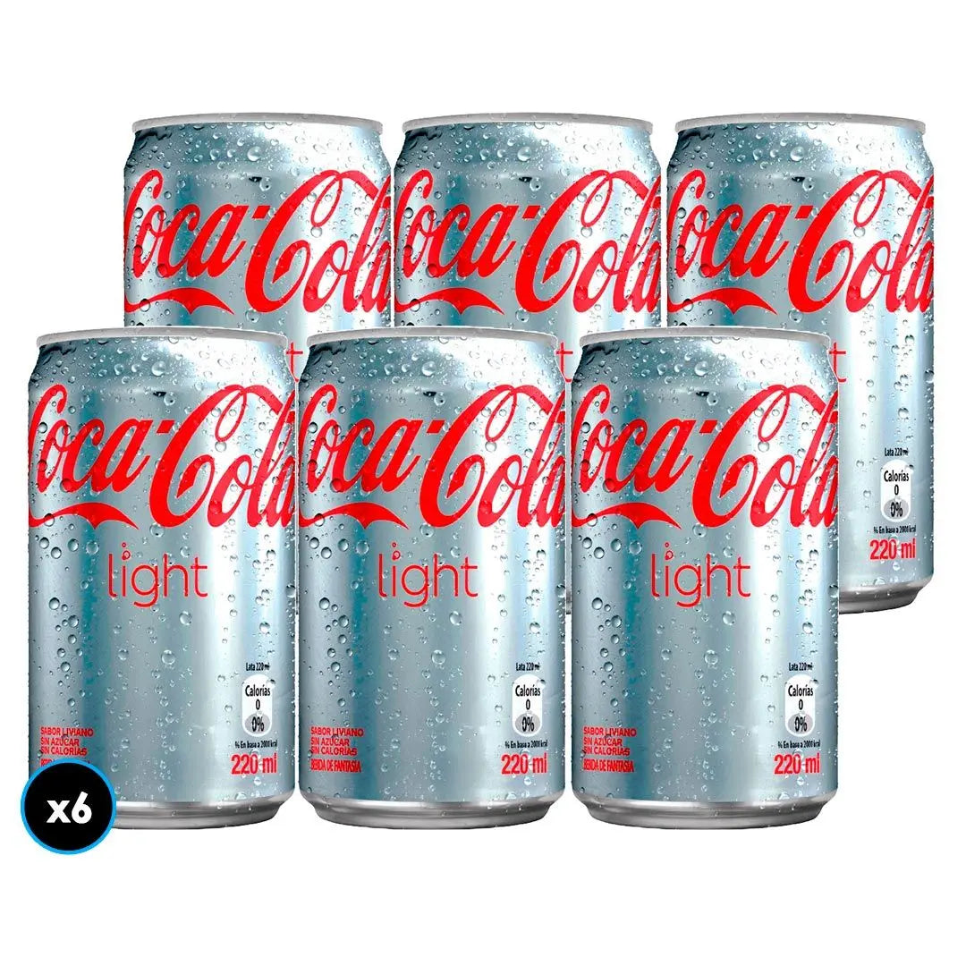 6x Bebida Coca-Cola Light Lata 220cc