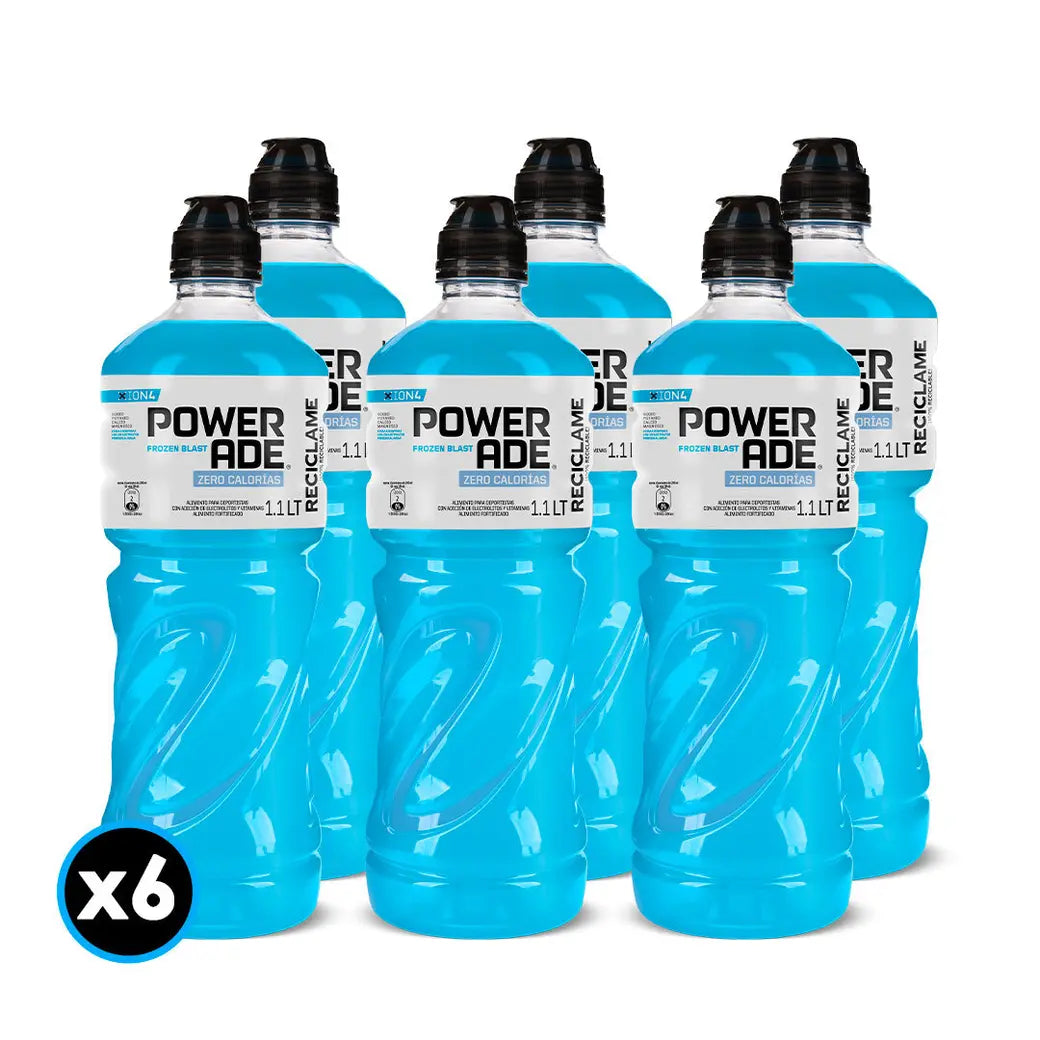 6x BEBIDA ISOTONICA POWERADE FROZEN ZERO 1.1 LT