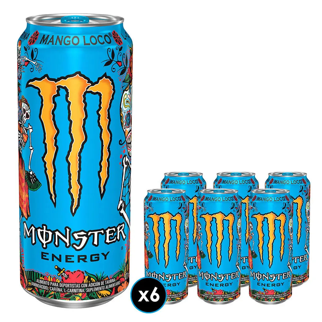 6x ENERGETICA MONSTER ENERGY MANGO LOCO 473CC