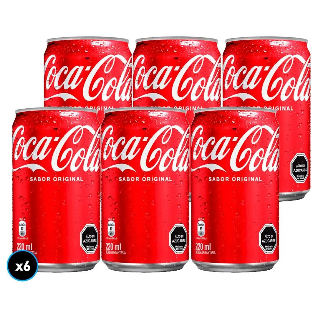 6x Bebida Coca-Cola Lata 220cc