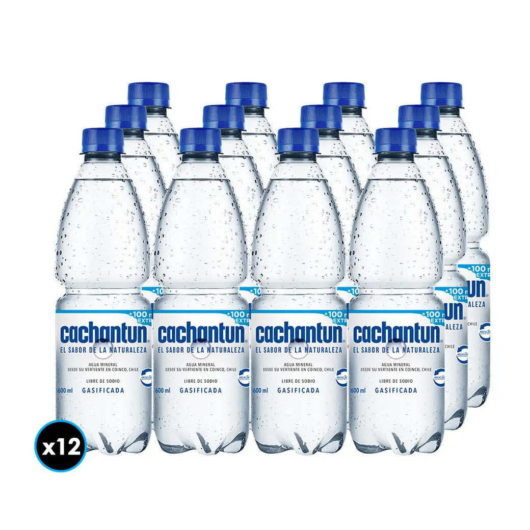 12x AGUA MINERAL CACHANTUN CON GAS 600cc